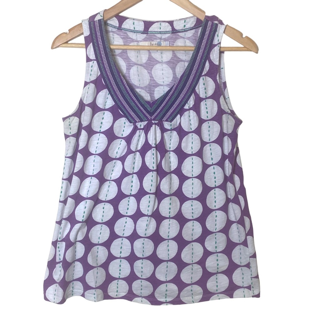 Purple and White Sleeveless Top